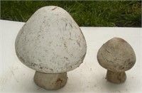(2) Concrete Mushrooms - tallest 10 inches