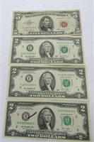 3 - $2 Bills & 1963 - $5 Red Note