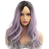 Long Ombre Purple Wavy Wig  26 Inch  Synthetic