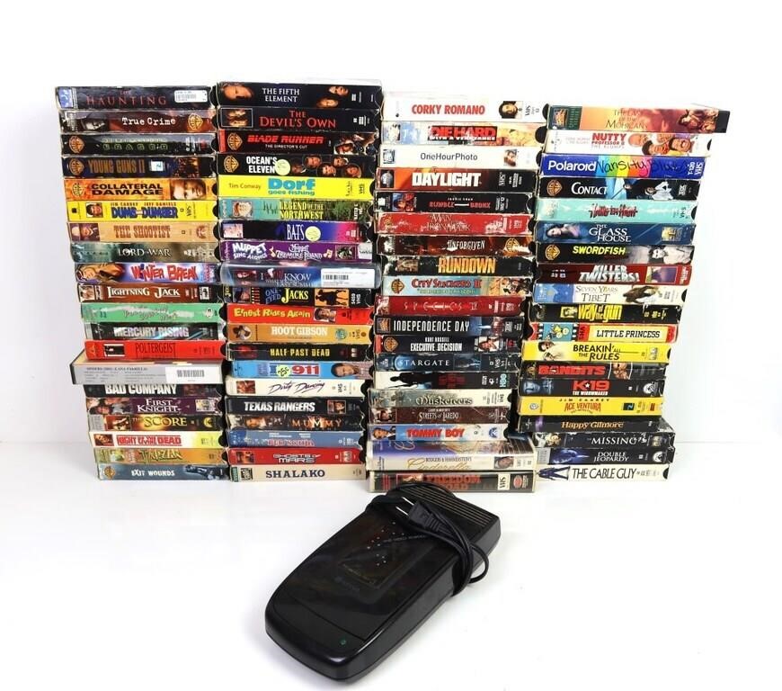 VINTAGE VHS TAPES & REWINDER