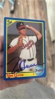 Tom Glavine autographed baseball card Atlanta Brav