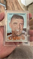 1967 Topps Curt Simmonssigned on card nice auto