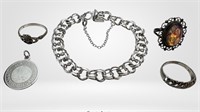 Sterling Silver Jewelry- Bracelet, Rings & Pendant