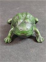 Cast Iron Green Frog Trinket Box