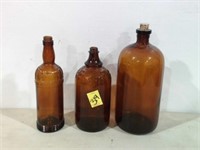 VINTAGE AMBER GLASS BOTTLES, PUREX, OWING