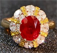 2.5ct Myanmar Pigeon Blood Ruby 18Kt Gold Ring