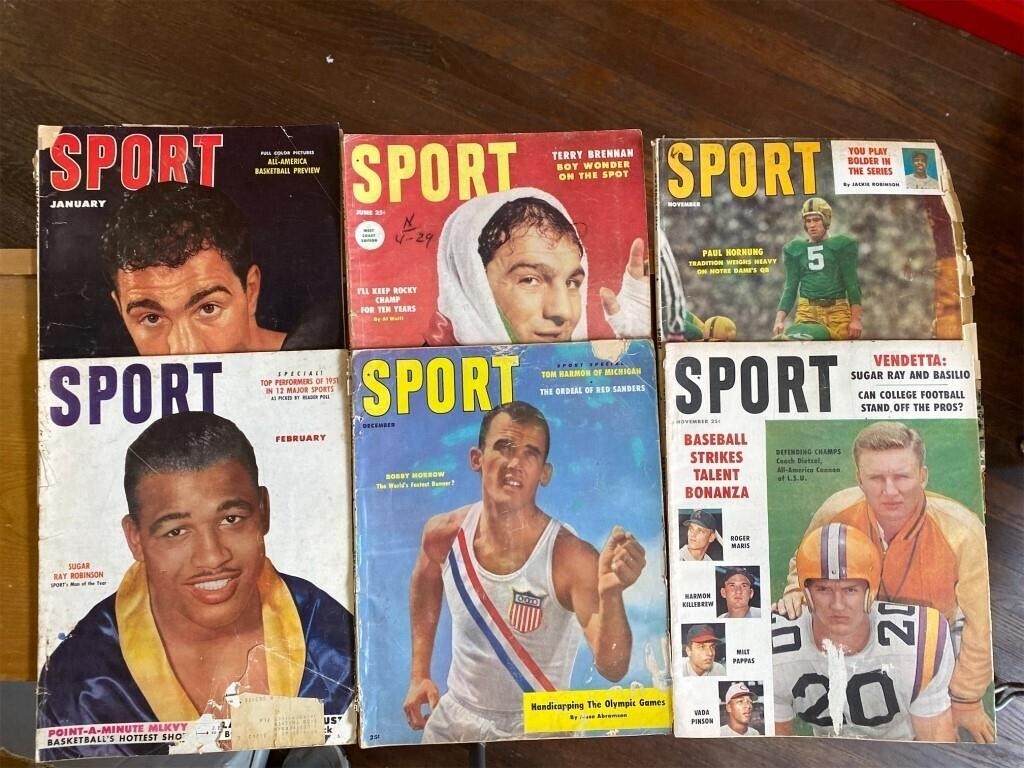 6 Vintage Sport Magazines. 1950s