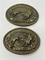 Two 1980 Hesston Belt Buckles