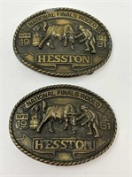 Two 1981 Hesston Belt Buckles