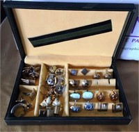810 - BLACK BOX WITH SETS CUFFLINKS AND MORE.
