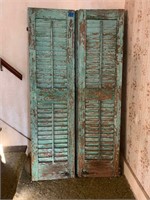 2 Pair of Green Antique Shutters