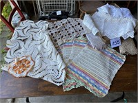 HAND STITCHED APRON, RUNNERS, DOILIES, ETC.