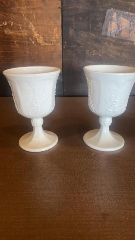 2 - Indiana Milk Glass Colony Harvest Grape Goblet