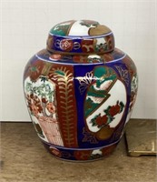 Hand painted ginger jar with lid