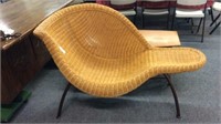 WICKER CHAISE LOUNGE WITH METAL LEGS