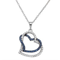 Sterling Silver Double Heart Crystal Necklace