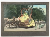 ANTIQUE COLORED PHOTOGRAPH OF PARADE FLOAT
