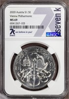 2020 1 AUSTRIA PHILHARMONIC MS69 NGC