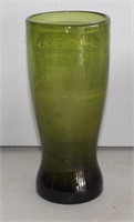 Vintage Olive Green Blown Glass 8" Vase