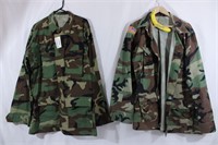2 Camo Army Jackets, American Flag Patch Sz. Lg