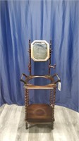 Vtg Wood Wash Basin Stand with Mirror
