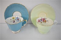 2 ANSYLEY TEACUPS & SAUCERS