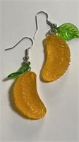 Realistic mandarin orange slice earrings 2 inches