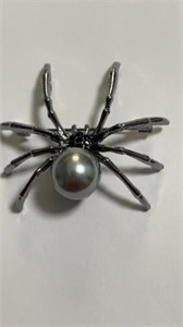 Black pearl spider brooch/pendant. Large faux