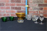 2 Antique Senaca loop flint glass water goblets,