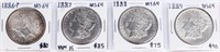 Coin 4 Morgan Silver Dollars 1886,87,88 and 1889