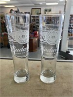 PAIR OF 9" TALL BUDWEISER BEER GLASSES