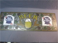~ Pabst Blue Ribbon Beer Plastic Stained glass