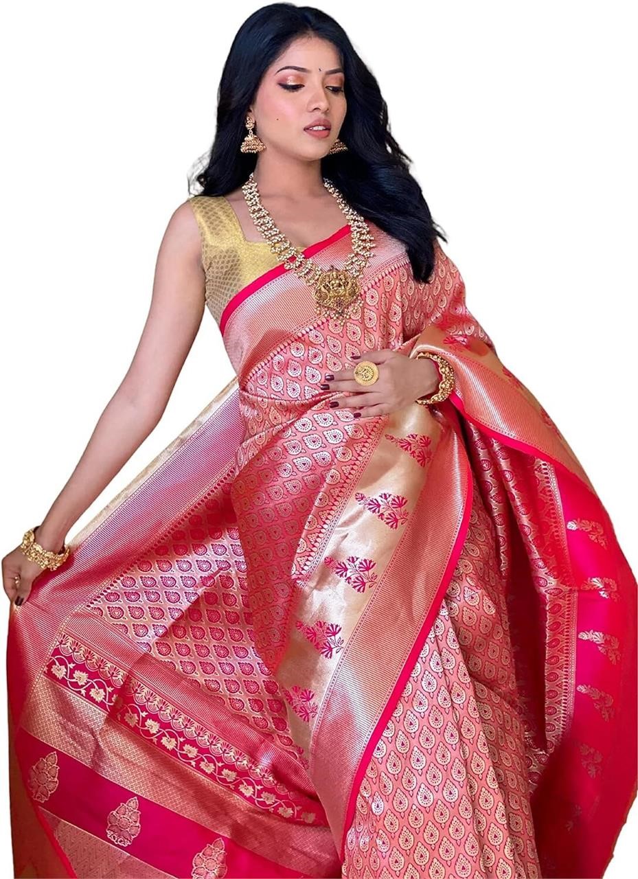 Art Silk Saree for Women with Zari Work and Blouse