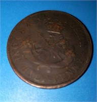 1854 Token Upper Canada coin 1/2 penny