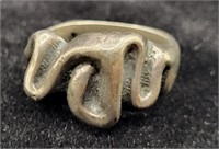 Sterling .925 Modernist Abstract Ring Sz 7.5