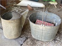 Galvanized Watering Can & Bucket