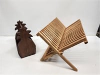 Wooden Dish and Pineapple Rack