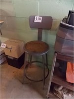 Gray shop stool (seat height, 26", back height 39"