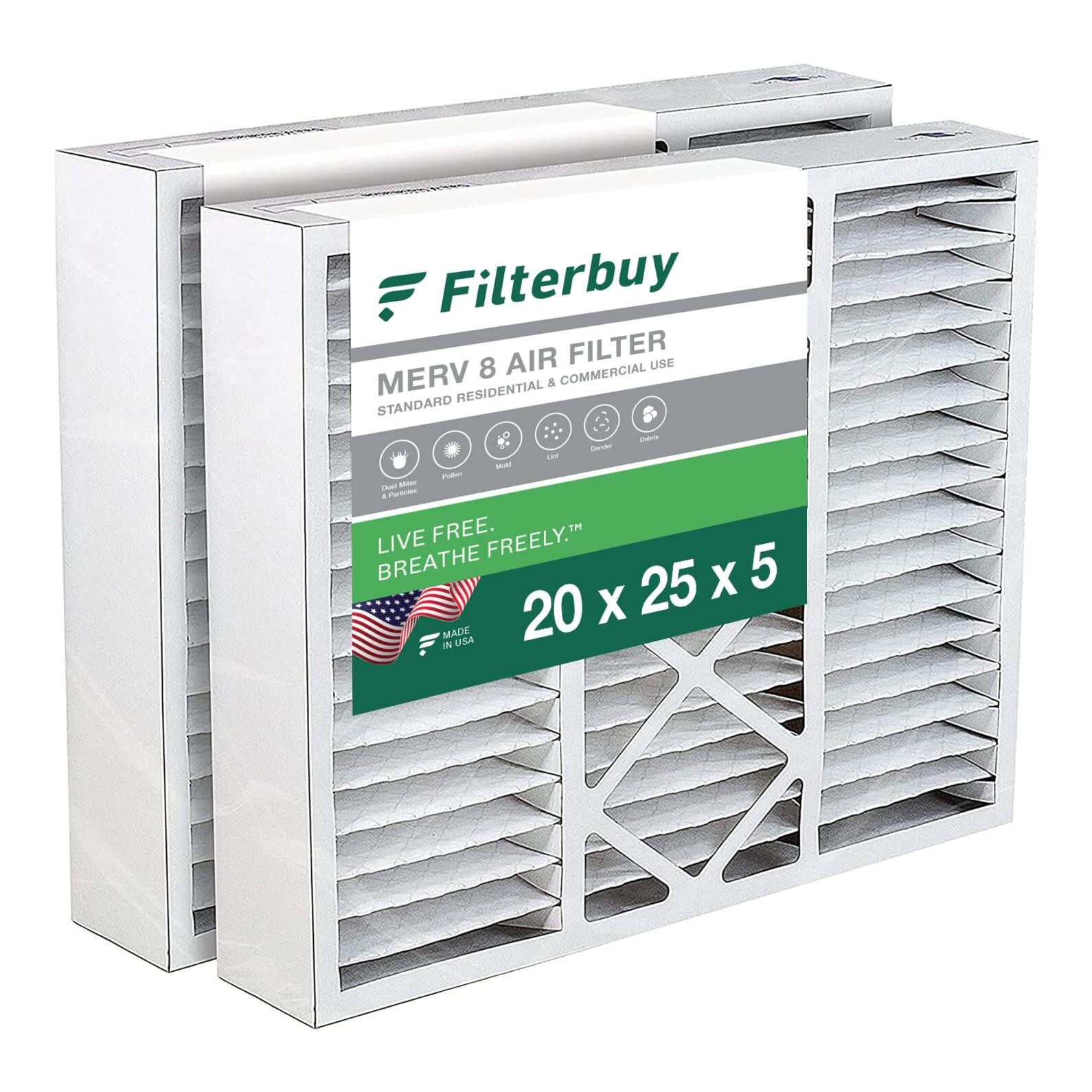 Filterbuy 20x25x5 Air Filter MERV 8 Dust Defense (