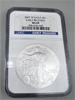2007-W NGC MS69 Early Release Silver Eagle