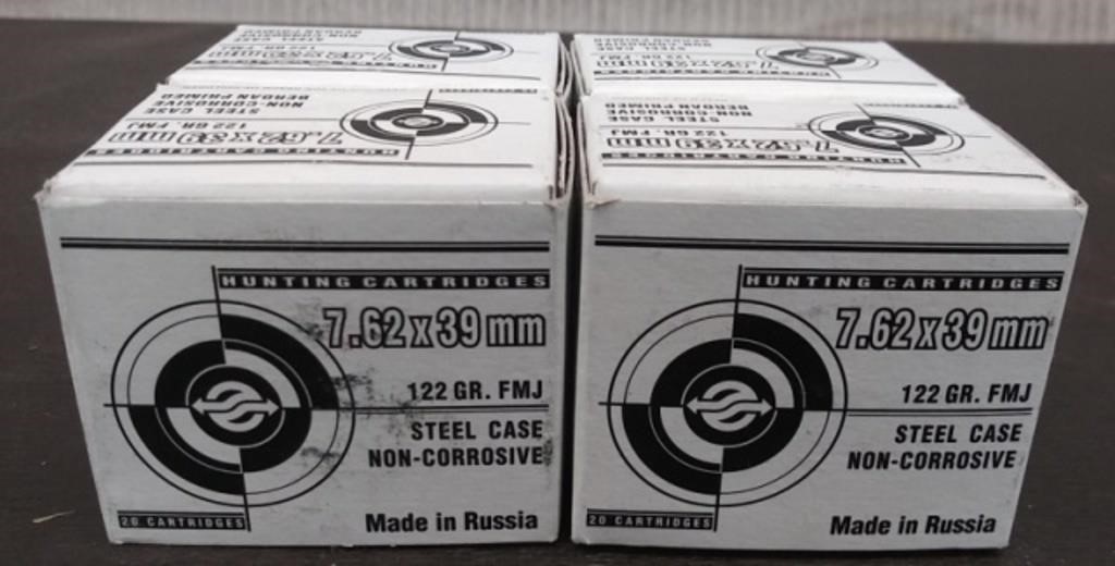 4 Boxes 7.62 x 39 122 GR FMJ 20 CT each