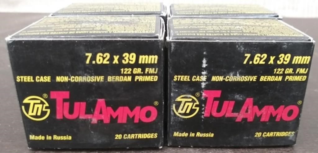 4 Boxes 7.62 x 39 122 GR FMJ 20 CT each