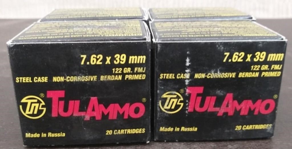 4 Boxes 7.62 x 39 122 GR FMJ 20 CT each