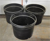 3 plastic pots, 24.5"dia.x18.5"deep