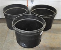 3 plastic pots, 24.5"dia.x18.5"deep