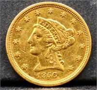 1856 $2.5 liberty head gold coin