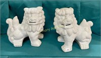 PAIR OF ASIAN POTTERY FOO DOGS 7"