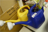 2 plastic watering cans and misc.