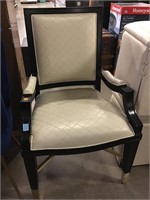 High End Black Wood Frame Cream Leather Arm Chair