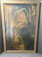 Vintage icon-style religious oil painting